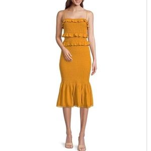 Antonio Melani Adalee Square Neck Ruffle Tiered Smocked Flounce Hem Dress